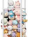 Woodure Stuffed Animal Storage & Organizer, Wooden Cute Zoo Toy Holder for Toddler Rooms, Playrooms & Bedrooms White