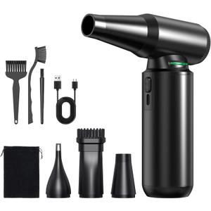 Compressed Air Duster - Aluminum Alloy Shell, 300,000RPM High-Speed Cordless Electric Air Duster | 3-Gear Adjustable with LED Flashlight & Brushless Motor | Dust Blower for Keyboard, PC, Car and Home