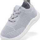 MORENDL Toddler Shoes Baby Walking Sock Shoes Infant Sneakers 0-4 Years Boy Girl Barefoot Tennis Shoe Non-Slip Brethable (Gray)