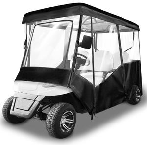 Golf Cart Enclosure 4 Passenger for 86-88" Roof, 600D Waterproof Driving Rain Cover, Replace for Yamaha/Club Car/EZGO, Roll-Up Door, 4-Sided Clear PVC Windows, Tail Light Visible