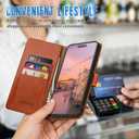 Wallet Case for iPhone 15 Pro 6.1" with RFID-Blocking Credit Card Holder, PU Leather Folio Flip Cover Women Men Protective Phone Case Compatible with Apple 15 Pro, Light Brown