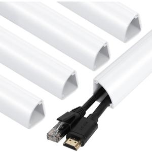 Corner Cable Concealer, 85-inch Cord Cover, Large Capacity Corner Duct, Paintable Cable Management Channel for Floor Baseboard, Ceiling, Wall - 5 X L 17in (White)