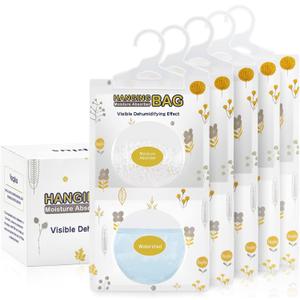 Vacplus Moisture Absorbers Packets, Fragrance Free 5 Pack, Humidity Packs, Desiccants Packets, Hanging Closet Dehumidifier Bags, Odor Eliminator for Bathroom 9.8OZ