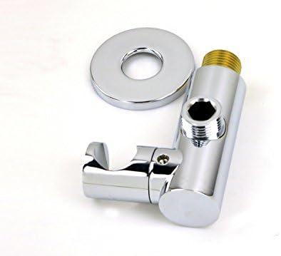 Weirun Modern Bathroom Brass 1/2" NPT Round Shower Wall Outlet Handheld Shower Spray Head Adjustable Bracket Holder Supply Elbow Hose Connector Wall-mounted, Chrome