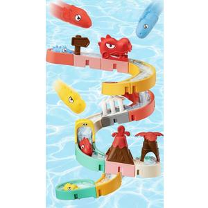 SOCBTNSO Dinosaur Slide Toys, Toddler Bath Toys for Kids Ages 4-8, DIY Building Kit for Ages 5-7, Bathtub Time Birthday Gifts for Toddler 3 + Year Old (36 PCS)