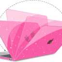 G JGOO Compatible with MacBook Air 13 inch Case 2026 2025-2022 M5 A3449 M4 A3240 M3 A3113 M2 A2681, Glitter Platsic Hard Shell for MacBook Air 13.6 inch Case+Keyboard Cover+Screen Protector, Hot Pink