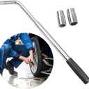 Car Telescoping Lug Wrench, Extendable 4 Way Vehicle Wheel Brace Removal Tool with 17/19mm and 21/23mm Sockets, Automotive Tire Nut Repair Wrench Accessories, Universal Fit