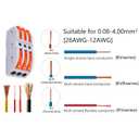 80 Pcs Wire Connectors 3 Conductor Compact Splicing, 3 Circuit Inline Splices, 28-12 AWG,NineLeaf Compact Connectors Wire Connectors,3 in and Out Push Wire Conductor