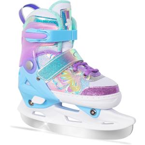 Nattork Girls Ice Skates for Kids 4 Size Adjustable Butterfly Ice Skate with Fleece Lining for Outdoor & Rink (Medium(1-4))