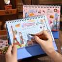 2026 Calendar-Desk Calendars January-December Double Wire Flip-Up Desk Calendars - Monthly & Weekly Planner with Sticker Set, Featuring Famous World Travel Destinations for Vacation Inspiration for Home School, or Office (Blue)