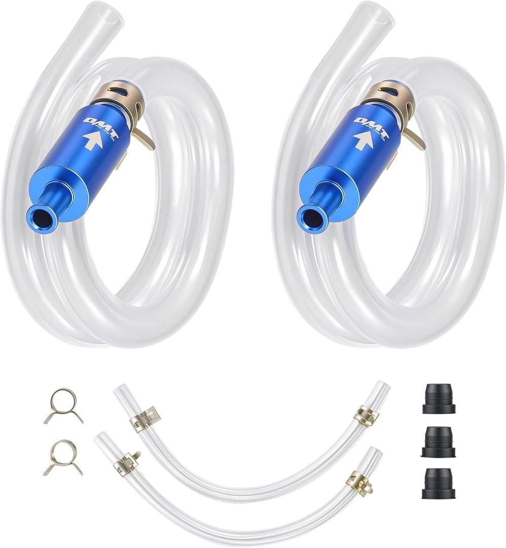 Orion Motor Tech 1 Pair Brake Bleeder Hose, 9pc One Way Check Valve Brake Bleeder Hose Set, Flexible PU Tubing with Steel Clamps & Dust Caps Universal for Cars and Motorcycles
