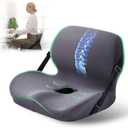 EGOHOME L-Shaped Seat Cushion for Office Chair & Car, Memory Foam Coccyx Cushion with Lumbar Support - Relieves Tailbone, Sciatica, Lower Back Pain, Adjustable Strap & Non-Slip Bottom, Grey