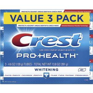 Crest Pro-Health Whitening Gel Toothpaste, 4.6 oz, 3 Count, Triple