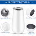 Patelai 12 Pieces 6 oz Stemless Champagne Flutes Wine Tumbler Double-Insulated Cocktail Cups Unbreakable Reusable Champagne Toasting Glass with Lid for Wine Cocktail Wedding Birthday Party (White), 5.7 Ounces