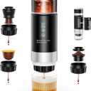 Portable Espresso Maker with Removeable Battery, Portable Espresso Machine with USB-C, 3-in-1 Small Espresso Machine with Ground Coffee & Capsules (NSDG) for RV, Hiking (Black)