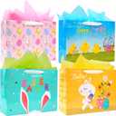 Nihuecne 4 Pack Extra Large Easter Gift Bags with Tissue Paper, 16" Paper Gift Bags with Handles for Easter Gift Wrap,4 Designs