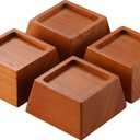 Lufia Wood Bed Risers 2 Inch, Premium Pine Furniture Risers - Sturdy, Stylish and Space Saving 2" Bed Lift for Sofa, Desk and More - 4-Pack (Brown Wood, 2 Inch)
