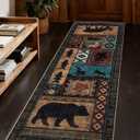 YIHOUSE Washable Rustic Cabin Runner Rug 2x6 Hallway
Soft Low Pile Print Lodge Bear Entryway Rug, Non Slip Southwestern Rustic Rug for Kitchen