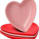 4 Set Heart Shaped Plates Ceramic Salad Cute Plate Set Steak Elegant Dinner Dish 6.9 Inch Dessert Tray Serving Dish Dessert Appetizer Snacks for Mother's Day Anniversary Wedding(Red and Pink)