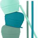Boon Snug Silicone Sippy Cup Lids and Straws - Includes 3 Lids and 3 Straws - Convert Any Kids Cups or Toddler Cups into Straw Sippy Cups - Toddler Feeding Supplies and Travel Essentials - Green