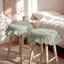 2 Pcs Bar Stool Covers with Ruffles 12 Inch Round Stool Cover with Elastic Band Pad Farmhouse Seat Slipcover Nonslip and Washable(Green,Gingham)