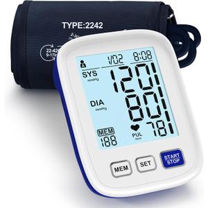 Upper Arm Electronic Blood Pressure Monitor, 9-17 Inches Cuff for Medium to Large Arms, Accurate Automatic Digital BP Machine for Home Use, Large Backlit Screen, 3 Users,199 Memories Each