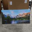 Canvas Wall Art Panorama of Yosemite Valley Painting Canvas Artwork Lake Mountain National Park Nature Pictures Framed Wall Art for Living Room Bedroom Office Wall Decor Home Decoration 29" x 58"
