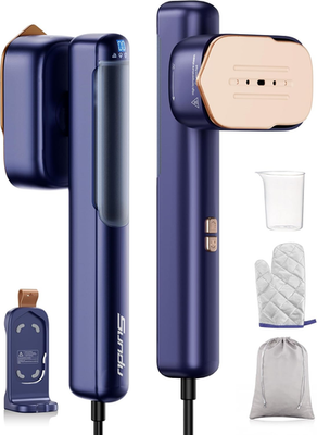 Travel Steamer for Clothes, 110240V Dual Voltage Portable 2in1 Steamer ＆ Iron 2 In 1 Mini Handheld Garment Steamer Iron, 1100W, Large Ceramic Heat Panel for Home & Global & Europe Traveling