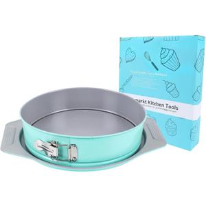 Spmarkt 10 Inch Springform Cake Pan, Leakproof Groove & Wide Grip Handles, Aluminized Nonstick Cheesecake Pan with Removable Bottom & Latch, Round Baking Pan for Cheesecake, Mousse, Torte, Quiche