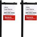 6FT Vinyl Black Real Estate Realtor For Sale Yard Sign Post 2-Pack, 72"x36"