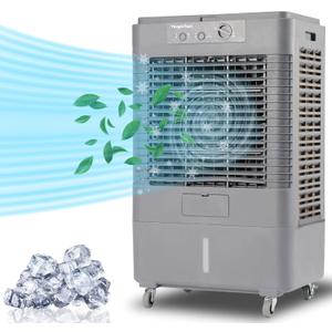 37" Evaporative Air Cooler 3000 CFM, 8 Gal Water Tank, 3 Speeds, Oscillating Cools up to 720 Sq. ft, Portable Industrial Swamp Water Cooler for Outdoor Commercial Factory - Gray