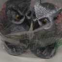 Hedoc 2 Pack Fake Owl Decoys to Scare Birds Away, Great Horned Owl Bird Deterrents, Nature Scarecrow Plastic Pest Repellent, Garden Decor and Yard Decoration for Gardens and Rooftops
