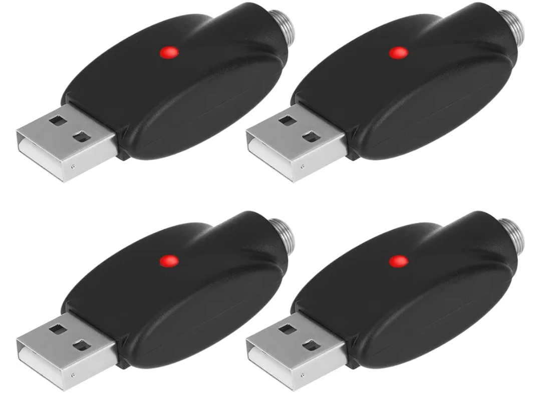 The Lord of the Tools 4pcs 510 Out Threaded USB Smart Charger with Over-Charge Protection LED Indicator for Laptop Car Charger Flashlight 2 Pack