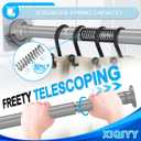 XQIYY Adjustable Shower Curtain Rod 2848 Inches Rustproof Spring Tension Rod for Windows & Bathrooms, No Drilling, Heavy Duty with Dual Brackets, Fits Smooth & Rough Surfaces, Grey