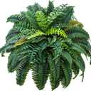 Giegxin 1 Pack 49''/95 Leaves Artificial Ferns for Outdoors, Large Fake Boston Ferns Bush, Realistic UV Resistant Faux Silk Plants for Porch Patio Hanging Garden Balcony Office Living Room Decor