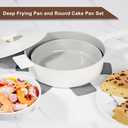 Rokasala 11 Inch All in One Pan with Lid Ceramic Nonstick and 9.5 Inch Circle Pan,Multifunctional Cookware for Vertasile Cooking and (Beige)