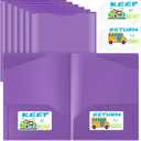 Henoyso 24 Pack Take Home Folders with 2 Pockets and Tabs, Plastic Classroom Communication Homework Folder School-to-Home with Clear Front Pocket for Students Parent Teacher Connector (Purple)