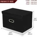 STOREONE Fabric Storage Cube Bins Foldable Organizer Container Collapsible Basket with Lids and Metal Handles, for Home, Bedroom, Closet 6 Pcs (Black)