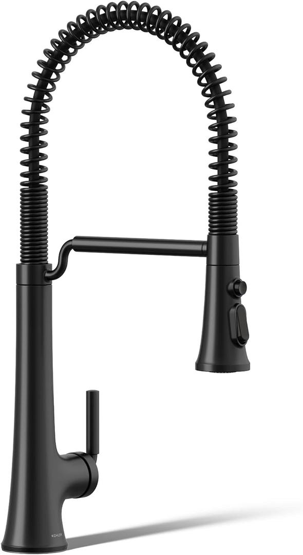 Kohler 23765-BL Tone Semi Professional Kitchen Sink Faucet, Pre-Rinse Kitchen Faucet, Commercial Faucet, Matte Black