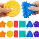 12 Pcs Sensory Worry Stones Textured Anxiety Stones Sensory Tools for Adults Stress Relief Items Autism Gift (Geometric)