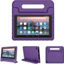 Kids Case for Fire HD 8 6th/7th/8th Generation (2016/2017/2018 Release) Kids Friendly & Soft Flexible Shockproof Case Lightweight Durable Foam Cover with Convenient Handle Stand, Purple