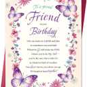 Floral Butterfly Birthday Card Gift for Best Friend Sister Women, 5x7 inch