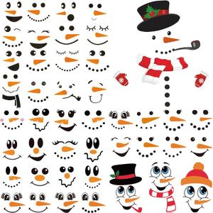 2 x 44pcs Snowman Face Stickers for Crafts Cute Christmas Ornaments Vinyl Snow Man Face Decals Xmas Winter Holiday Stickers for Window Glass Cups Balls Jars Wall Party Supplies Home Decoration(face44)