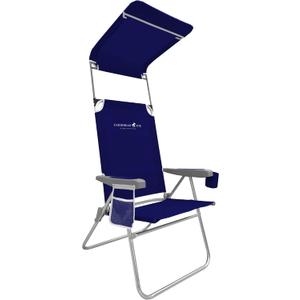 Caribbean Joe Folding Beach Chair, 1 Position High Back Outdoor Camping Chair with Canopy, Lightweight and Portable, 23.25in x 26.4in x 42.5in