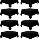 8 Pack Black Square Tablecloth 54x54 Washable Polyester Table Cloth for Square or Round Tables, Wrinkle Resistant Fabric Decorative Covers for Dining Party Banquet Buffet and Wedding
