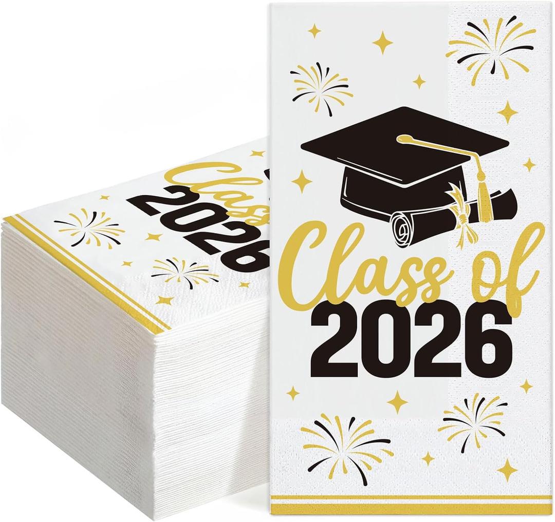 3 x 2026 Graduation Party Decorations, 50 Pack Dinner Napkins for Congratulation Party Decor Supplies, Disposable Paper Cocktail Napkins for College High School PhD Nurse Law School Graduations