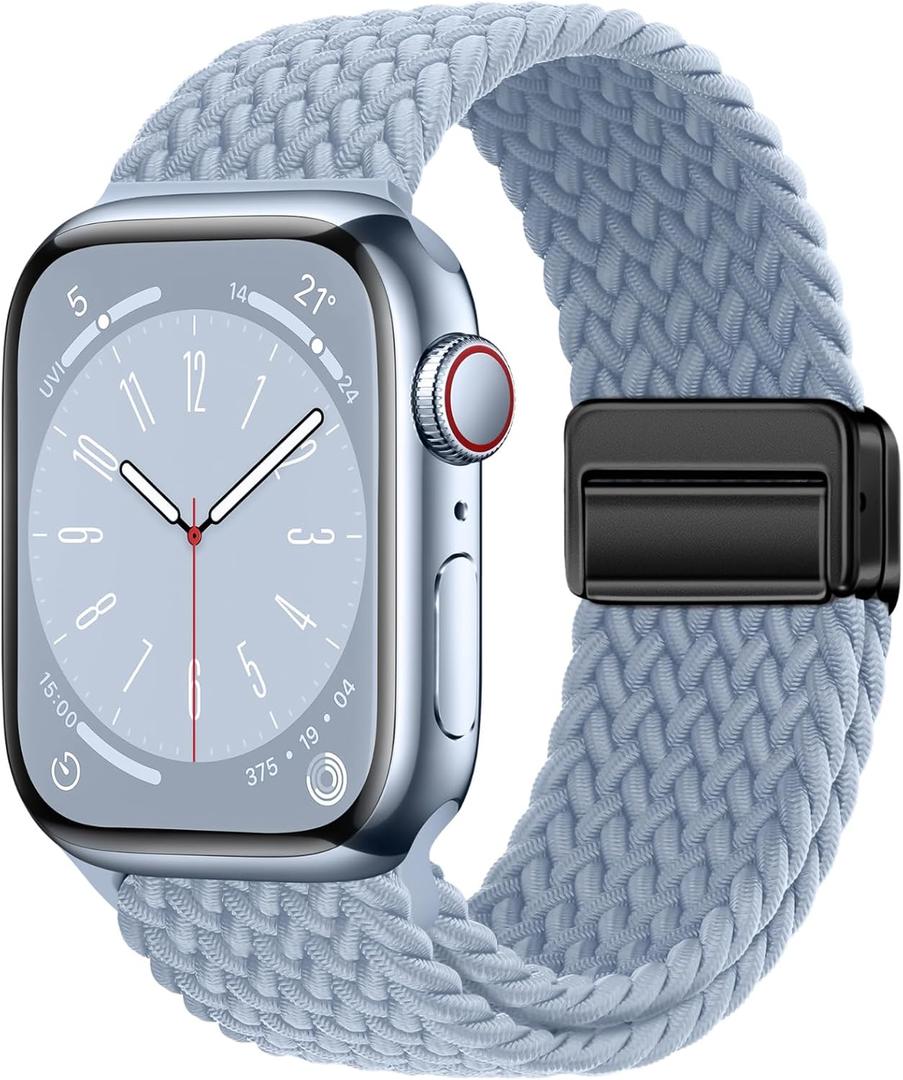 Qimela Sport Loop Compatible with Apple Watch Band 38mm 40mm 41mm 42mm 44mm 45mm 46mm 49mm for Women Men,Magnetic Strap Stretchy Braided Wristband for iWatch Series 11 10 9 8 7 6 5 4 SE Ultra 3 2 1