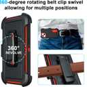 Case for iPhone 14 Case with Clip Belt, Heavy Duty Military Grade Drop iPhone 14 Cases Protective for iPhone 14Case Orange 6.1"(Black+Orange)