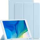 GHINL for iPad 9th/8th/7th Generation Case (2021/2020/2019) iPad 10.2-Inch Case with Pencil Holder [Sleep/Wake] Slim Soft TPU Back Smart Magnetic Stand Protective Cover Cases(Sky Blue)
