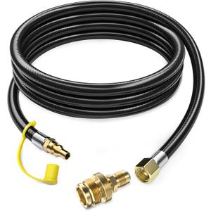 12 FT Propane Quick Connect Hose for RV to Gas Grill, Propane Quick Connect Fittings for 1 LB Throwaway Bottle Connects 1 LB Portable Appliance to RV 1/4" Female Quick Disconnect